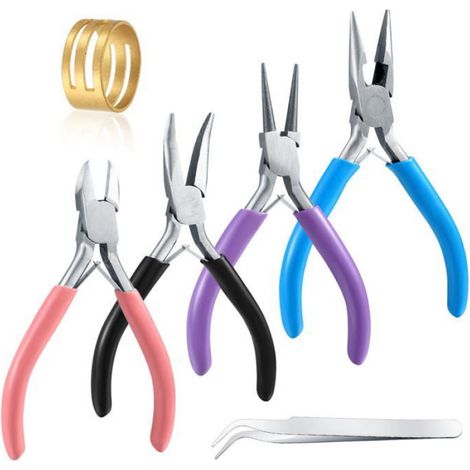 Pince À Bijoux - Acier Inoxydable Anti-Rouille - Pour Fabrication Et Réparation De Bijoux - Lot De 4 Pièces (1/5)