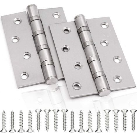 Charnière de Porte en Inox,2 Pcs Charnières De Porte Charnières Pliables Charnières Inox Épaisseur 3mm Paumelle,pour Portes massives intérieur (Silver,100X75mm) (1/5)