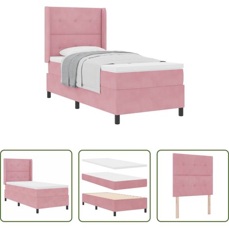 vidaXL Kopfteil -  Boxspringbett mit Matratze mit Kopfteil Rosa 80 x 200 cm Samt