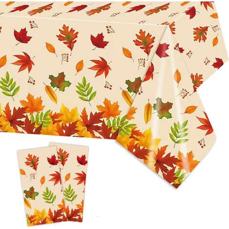 2 nappes jetables Divers accessoire de table 137x274 cm motif citrouille automnal multicolore (1/5)