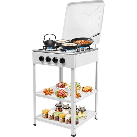 Cuisinière à gaz, 4 brûleurs, Dimensions : 494979cm, Matériau en fer, Allumage manuel, Poids : 9,2kg (1/5)