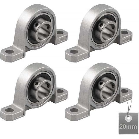 (Dimensioni 20 mm, XU, KP004) 4 pezzi di cuscinetti a rulli, alloggiamento del cuscinetto, cuscinetto a sfere, lega di zinco, cuscinetti a blocco, con ghisa massiccia-Crezuo