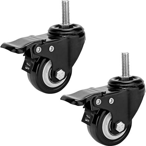 2 Pièces Roulette Pivotante Avec Frein Roue En Polyuréthane M10 Tige Filetée Roue De 50 Mm Pour Chariot De Chaise De Meubles (1/5)