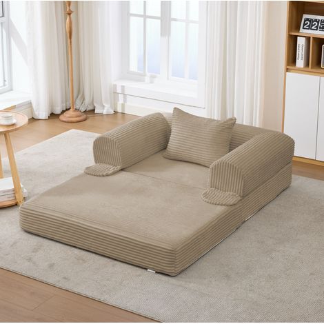 Modulares Sofa 1-Sitzer + 2-Sitzer, bodennah ohne Gestell, braun, gestreift (1/5)