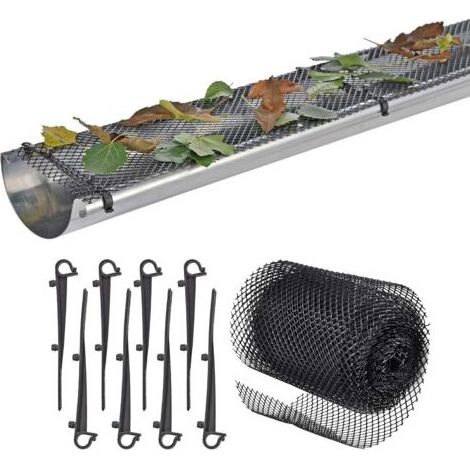 4x Dachrinnenabdeckungen mit 60 Befestigungsclips, 16 cm x 6 m (1/5)