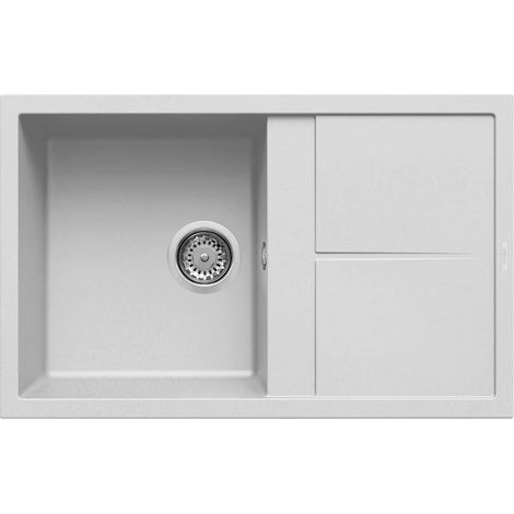 Lavello Elleci Incasso 1 vasca 79x50 Unico 300 Granitek Bianco LGU30068 (1/6)