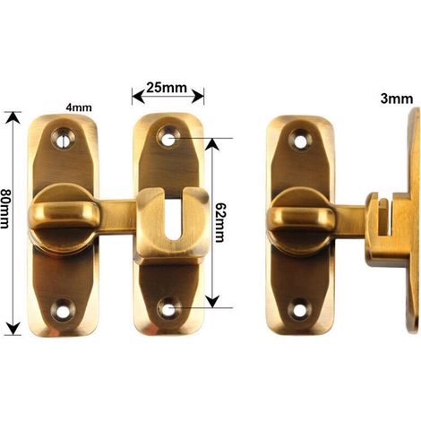 Fibbia di chiusura per porta a 90/180 gradi, fibbia ad angolo retto, catenaccio per porta, serratura per porta scorrevole, serratura per armadio (oro) (1/3)