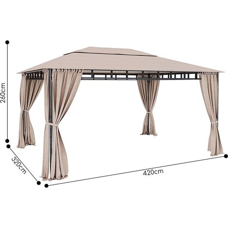 Gazebo Da Giardino 3 x 4 M Con Tende Laterali Richiudibili Struttura In Acciaio Bianco Robusto Copertura Impermeabile 180 g/m² Con 4 Teli Laterali Esterno Giardino Piscina Ombreggiante Privacy Bianco (1/5)
