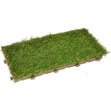 Greenplate piastrella modulare in plastica con erba sintetica 37,7 x 18,6 cm per coprire 1,75 m2. PEZZI 24 (1/5)