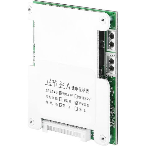 Carte de Protection de Batterie au Lithium 13S 30 A, Circuit intégré de Gestion Intelligent, Module de Protection PCB avec Contre Les Surcharges, Les Décharges Excessives et Les (1/5)