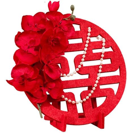 Ornement de mariage traditionnel en caractères chinois Xi, sculpture de fiançailles portable, artisanat de bonheur pour la chambre de mariage chinoise-Style C (1/5)