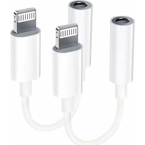 【2 Pack】Adaptateur Lightning vers jack 3,5 mm Adaptateur casque de certification MFI pour iPhone Séparateur de câble audio AUX Compatible avec iPhone 13/12/11/XS/XS Max/XR/ pour tous les systèmes iOS