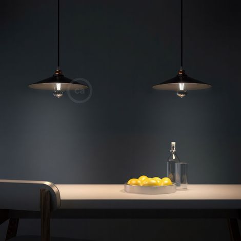 creative cables - Lampada a sospensione Made in Italy completa di cavo tessile, paralume Swing e finiture in metallo