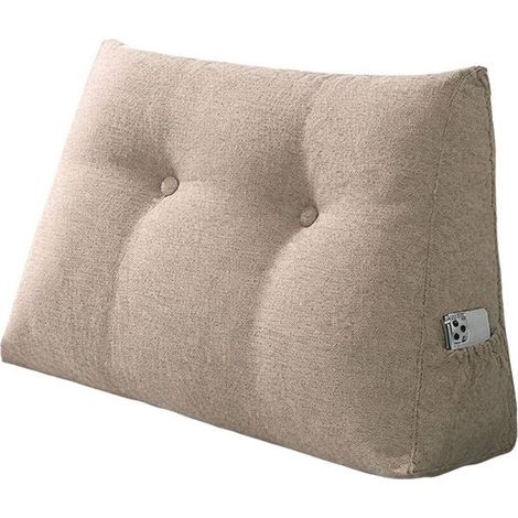 Coussin de Lecture,80cm Coussin Canapé Triangulaire avec Housse Amovible, Grands coussins de Lit Lin,Support de Dossier et de Dos,G (1/5)