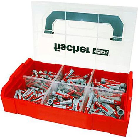 Fischer – Assortiment de vis et chevilles nylon DUOPOWER 6x30, 8x40, 10x50 – 60 vis bois 4.5x40, 5.0x60, 7x70 – Pour béton armé et supports variés (1/10)