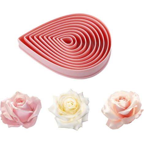 Set of 10 Drop Cookie Cutters Rose Petals Cookie Cutters  Cookie Biscuit Plastic Flower Biscuit Cutter Flowers Flower Cutter for Cake Bread Making Cookies (1/5)