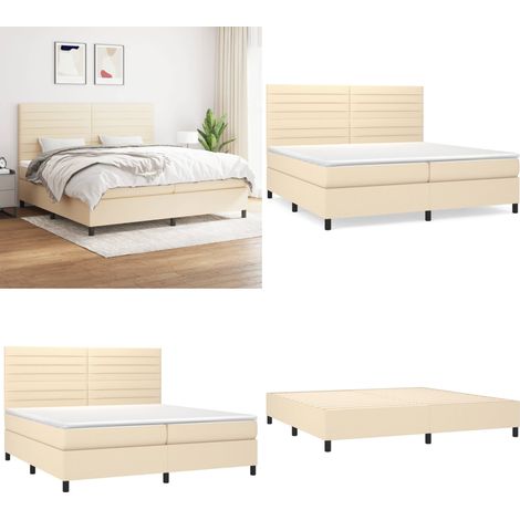 Boxspringbett mit Matratze Creme 200x200 cm Stoff - Boxspringbett - Betten - Schlafräume - Cremefarbenes Bett - Doppelbett - Home & Living