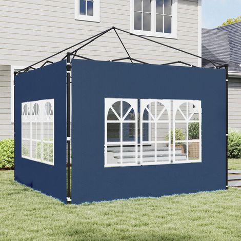 2er Set Seitenwände für Pavillon 3x3 3x6 Wasserdicht Seitenteile mit Fenster Blau