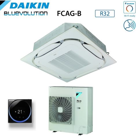 Daikin Bluevolution Kassetten-Klimagerät Round Flow 36000 BTU FCAG100B + AZAS100MV1 R-32 Wi-Fi Optional Mit Standard-Gitter Inklusive R-32, Wired Control Madoka Schwarz BRC1H52K