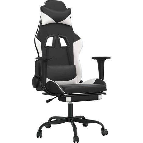 Maison Exclusive - Sedia da Gaming con Poggiapiedi Nero e Bianco in Similpelle (1/5)