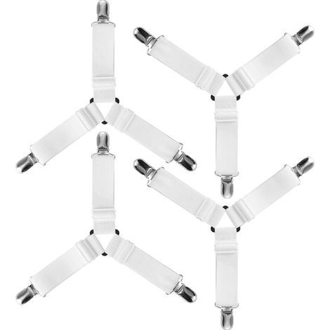 Ciel-4pcs Triangle Attache Drap Housse Élastique Fixation Sangle de Maintien Réglable pour Literie, Drap Lit, Housse Repassage, Matelas, Canapé (1/5)