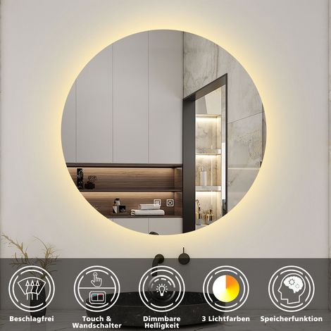 Badspiegel LED Rund Touch Wandspiegel Badezimmerspiegel Beleuchtung 60cm Kaltweiß/Neutralweiß/Warmweiß (Dimmbar) (1/5)
