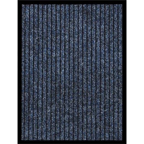 Zerbino a righe interno esterno 40 x 60 cm design antiscivolo amichevole in polipropilene blu 020046796
