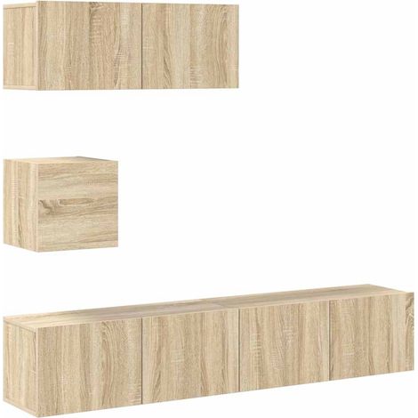 Set di Mobili TV Armadietto TV Mobili Porta TV 4 pz Rovere Sonoma in Legno Multistrato (1/5)