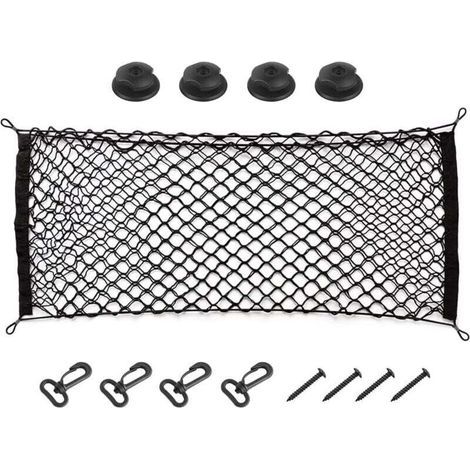 Filet de rangement élastique réglable pour coffre de voiture, filet de rangement pour coffre, ajustement universel pour voiture, véhicule, SUV (35,4" x 15,8") (1/5)