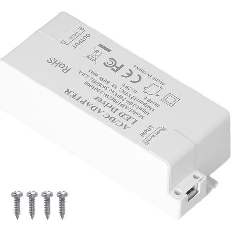 Trasformatore per driver LED da 60 W, ingresso CA 100-240 V, uscita CC 12 V, 5 A, accessorio per alimentatore per lampade fai-da-te (1/5)