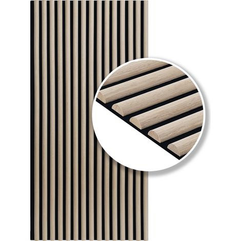 Jiubiaz 1 Stück halbrunden Akustikpaneel Wandpaneel Moderne Wandpaneele Akustik HolzwandHolz  MDF Wandpaneele 120x60x2.1cm Eichenholzfarbe
