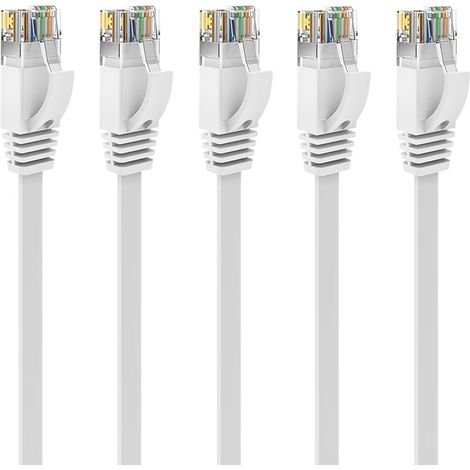 Ercielook Câble Ethernet 3m 5 Pièces - Cat6 Rj45 Plat Lan 1000 Mbit/s Câble Internet pour Routeur Switch PC Portable Smart TV (1/5)