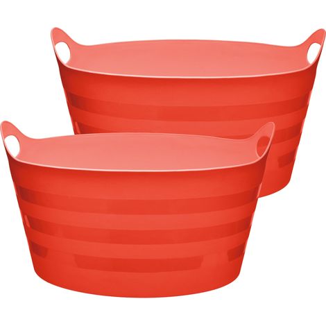 Garronda Flexibler Kunststoffkübel 2-Pack 15 L für Garten Bau Haushalt und Transport robuster Universalbehälter mit Griffen GD-0183 Rot