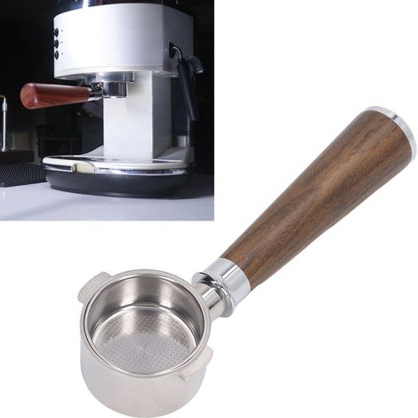 Portafiltros sin fondo Delonghi EC0310, 51 mm, 2 soportes, acabado en palisandro negro – Compatible y extraíble con la cesta de filtro incluida (1/5)
