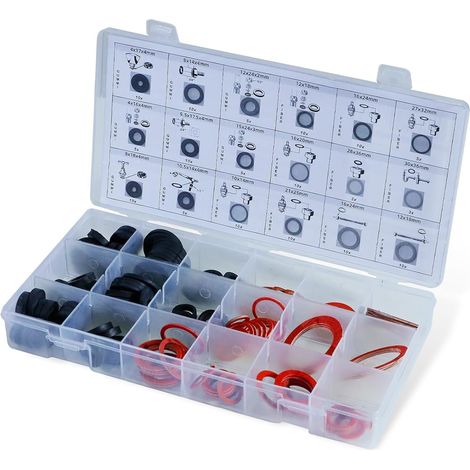 Coffret de 141 pièces de joints d`étanchéité en fibre et en caoutchouc (1/5)