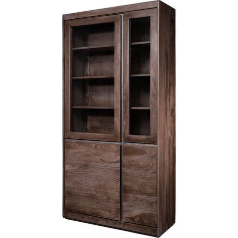 vetrina in legno di Sheesham / palissandro 102x40x205 smoked oak laccato SYDNEY 201