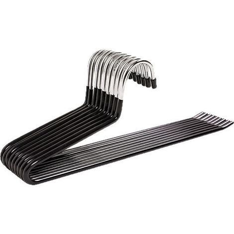 Porte - pantalons 20pcs, matériau métallique, design à extrémité ouverte, revêtement antidérapant, gain de place, porte - pantalons multifonctionnel, pour pantalons, jeans, écharpes, serviettes (noir)