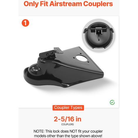 Antivol Attelage Remorque Compatible avec Coupleurs Airstream 58,6 mm, Verrou d'Attelage Remorque Robuste avec 3 Clés, Anticorrosio… (1/5)