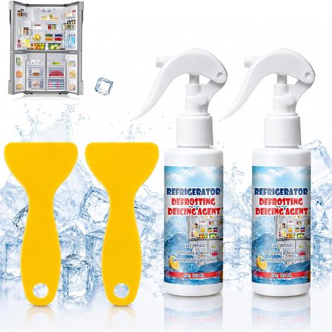 Lot de 2 Sprays Dégivrants pour Congélateur 120 ml, Spray Dégivrant avec Grattoir à Glace, Dégivrage Rapide pour Réfrigérateur et Compartiment Congélateur (1/5)