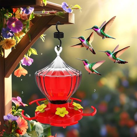 Abreuvoir extérieur pour colibris/Mangeoire à fleurs avec crochet anti-fourmis/Mangeoire suspendue