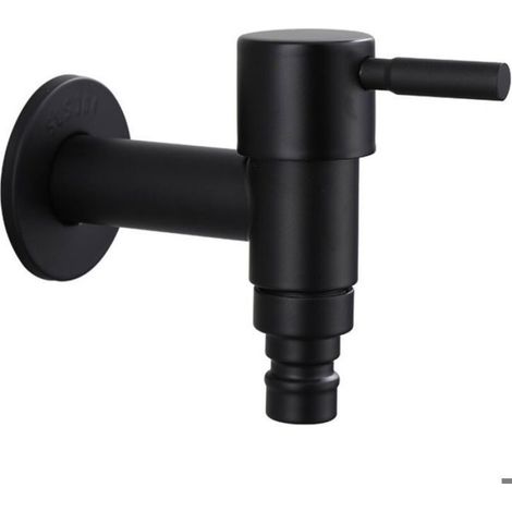 Robinet Mural - Acier Inoxydable - Finition Poudre Noire - Pour Jardin Extérieur et Évier Intérieur - 1 Pièce (1/3)