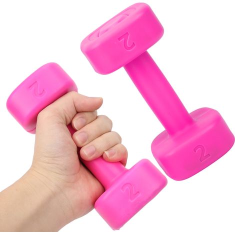 Set mit 2 x 1,8 kg (4 lb) Hanteln für Fitness, Krafttraining, Yoga und Gewichtsabnahme – Rosenrot (1/5)