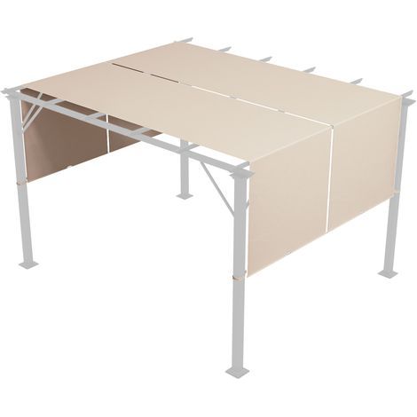 Lote de 2 lonas de repuesto para pérgola retráctil de 4,9 x 1,2 m para pérgola de 3 x 3 m, poliéster con protección UV, color caqui claro (1/5)