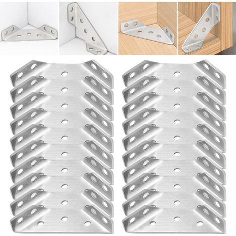 Connecteur d'angle de meuble universel en avec vis attaches de Support trapézoïdales pour meubles armoires tables 20 pièces Acier Inoxydable (1/4)