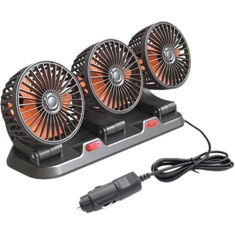 QORVA-Ventilateur de refroidissement électrique à trois têtes, rotation à 360°, portable, pour berline, SUV, camping-car, bateau, camion (1/5)