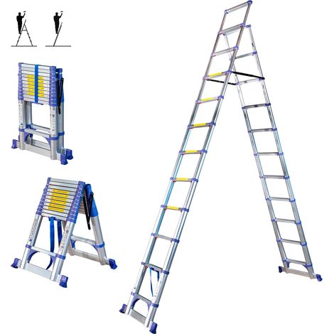 [JAMAIS UTILISÉ] Escabeau 12 marches telescopique EXTENDACT12, Echelle telescopique 3.5m+3.2m, escabeau pliable, Stabilisateur, H max travail 5m, Garantie 5 ans