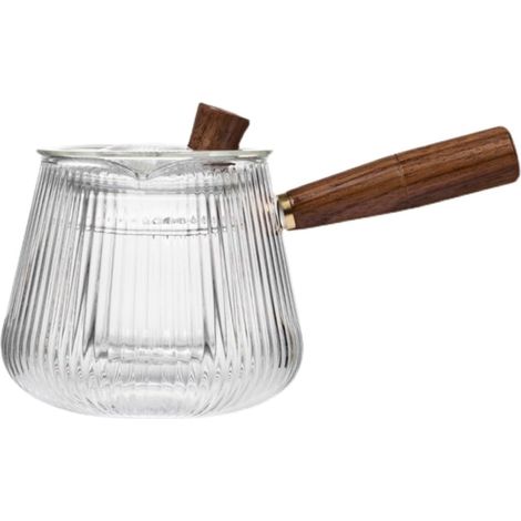 Théière en Verre Borosilicate avec Infuseur Bois, Compatible Induction, Grande Capacité, Résistante Choc Thermique pour Maison et Bureau (1/5)