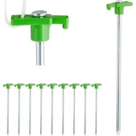 Hellgrüne Sardinen, 10er-Set, Bodenanker für harten Boden, 25 cm, Pfahl, verzinkter Stahl, Stück
