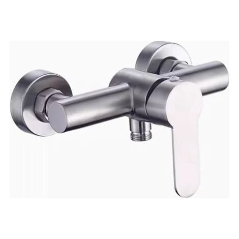 Robinet de douche inverseur 4 points en acier inoxydable brossé, robinet de salle de bain mural pour baignoire, douche, bidet, pour usage intérieur et extérieur,argent (1/4)