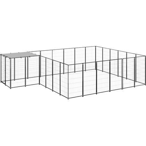 Perrera negra 12,1 m² acero vidaXL